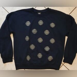 Obey Men's Dark Blue Crewneck Sweater with Pattern